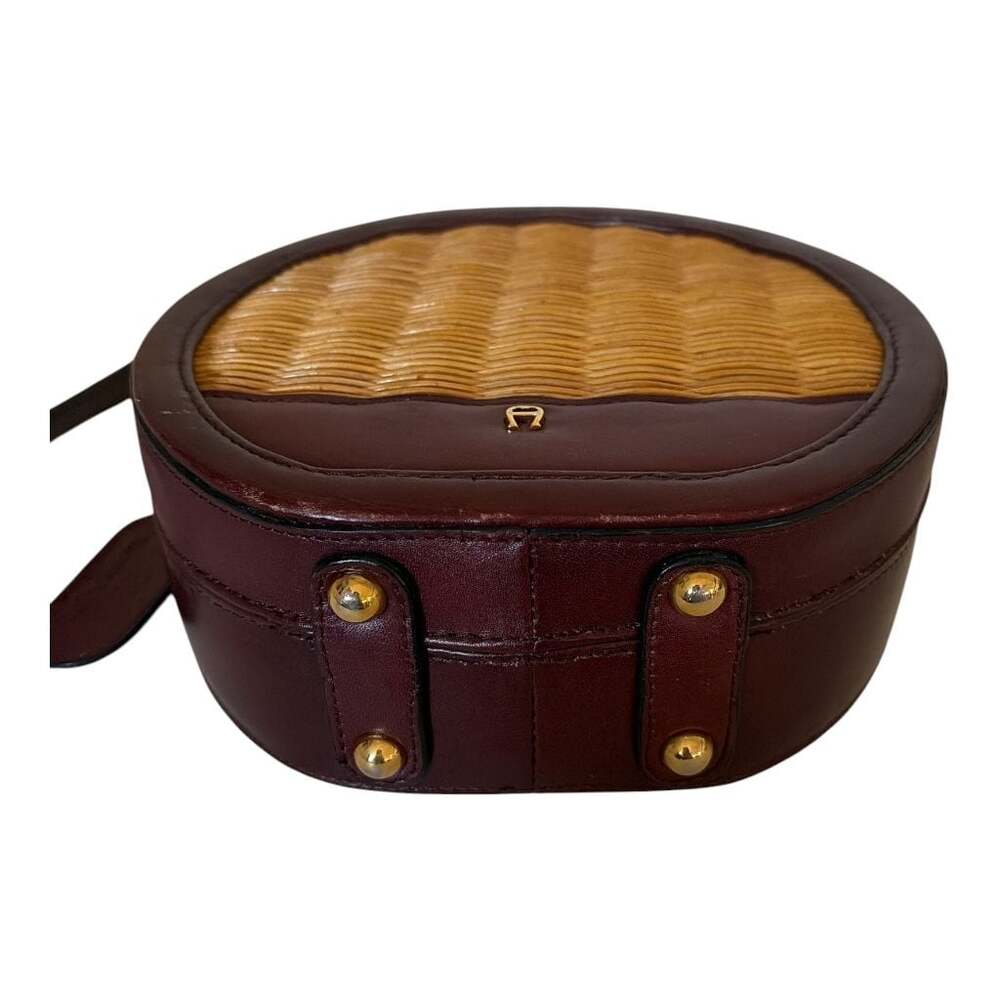 Vintage Etienne Aigner Burgundy Leather and Wicker Circular Crossbody Bag - Picture 5 of 10